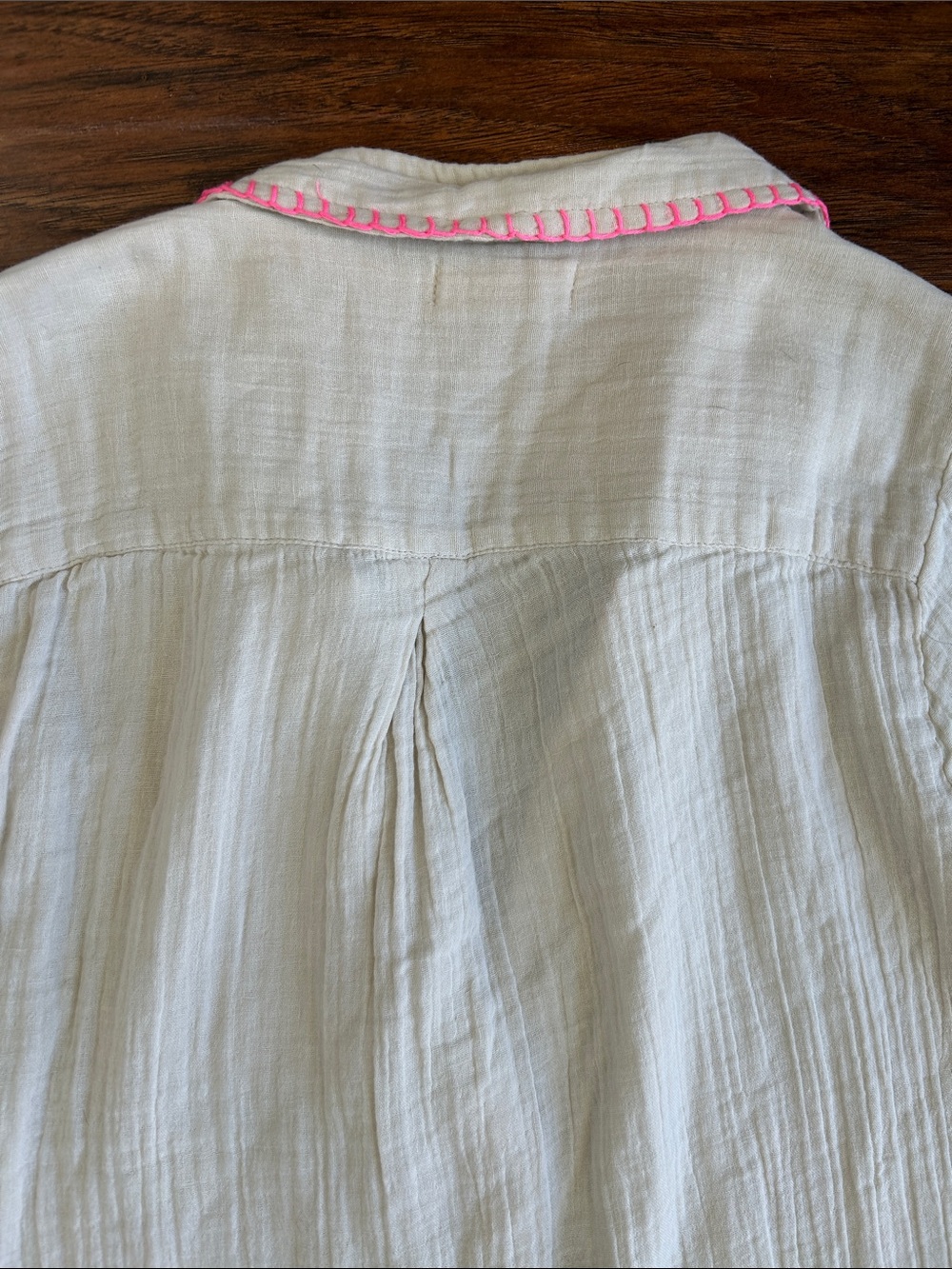 NATURAL LIFE Cream Button-Up Tunic with Pink Trim - Picture 7 of 8